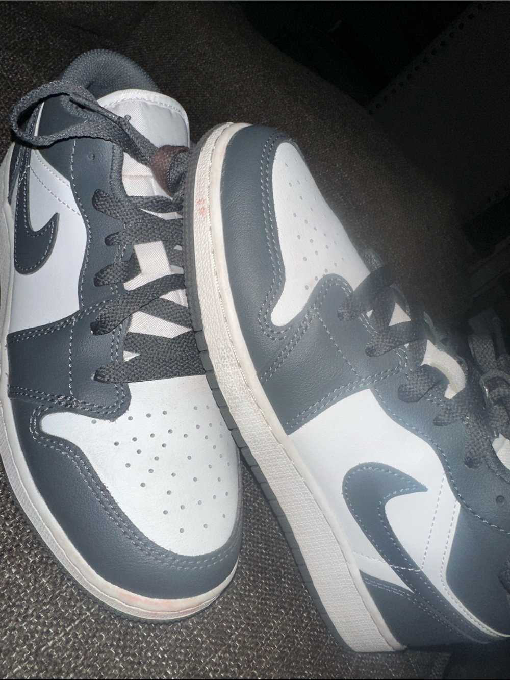 Nike Kids Low-Top Sneakers in White and Dark Gray